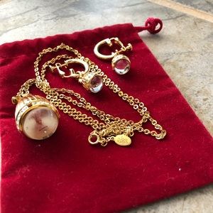 Joan Rivers Gold rhinestone watch necklace set.